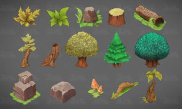 isometric forest sprite set