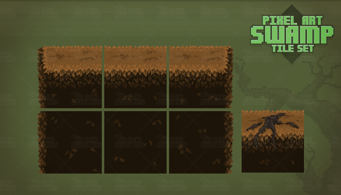 Pixel Art Swamp Tile Set - thegameassetsmine
