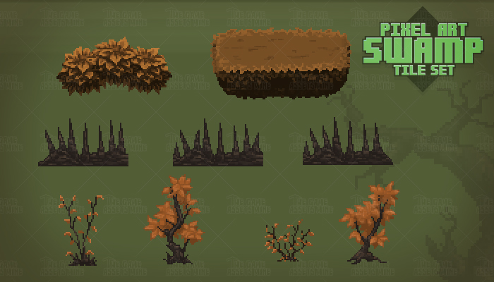 Free Swamp Game Tileset Pixel Art 