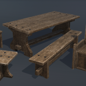 3d Medieval Set -Table and Chairs