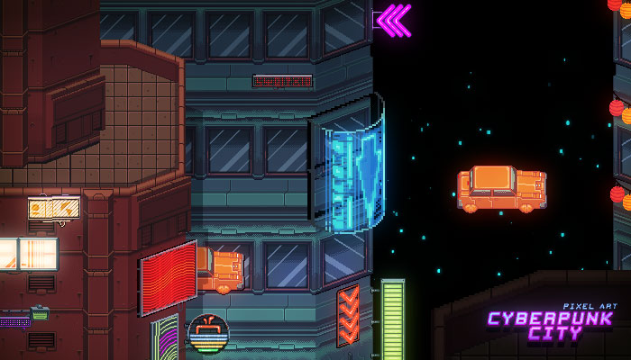 2D Pixel Art CYBERPUNK Backgrounds, 2D Building