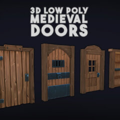 3D Low Poly Medieval Doors